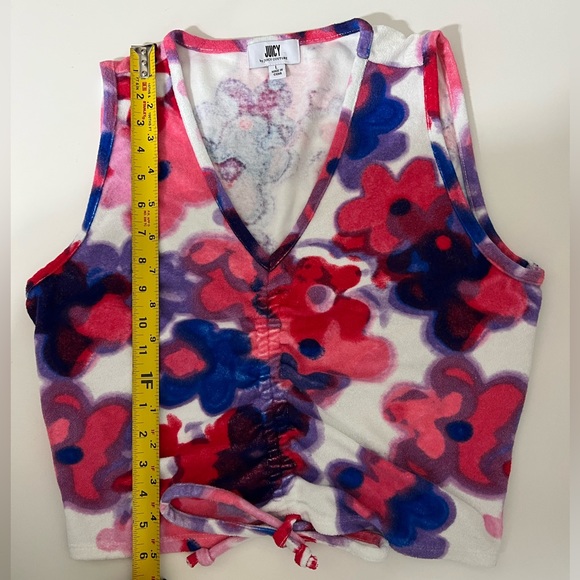 Juicy Couture Floral Ruched Terry Cloth Crop Top - Picture 8 of 9